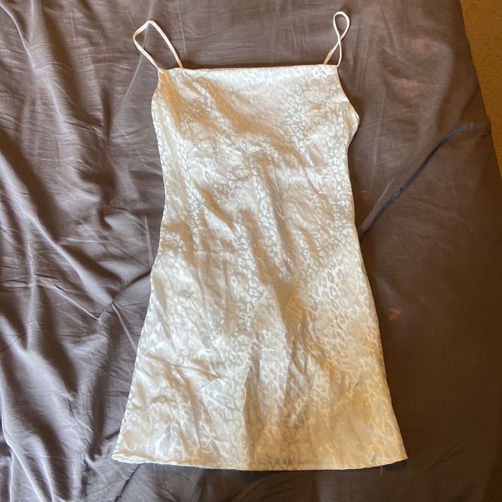 Silky White Cowl Neck Dress Size Small